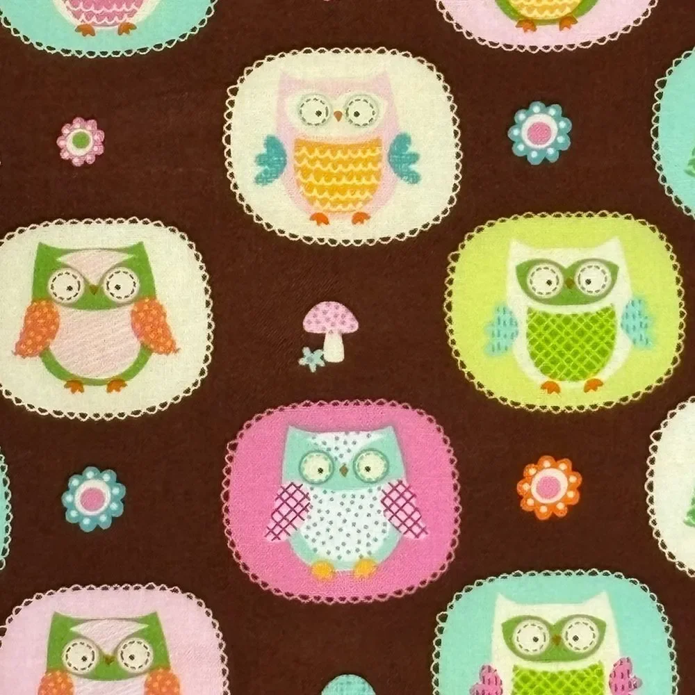 POTHOLDERS, Set of 2, Owls, pink, mint green, brown, 8”